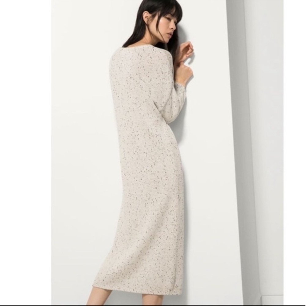 Massimo Dutti Speckled Chunky Knit Sweater Dress Oatmeal Midi Length Small